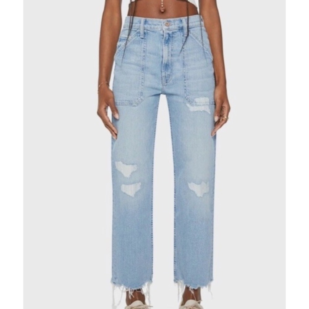 NWT MOTHER JEANS The Patch Rambler Chew NORWAY JOSE WASH Light Blue SIZE 26